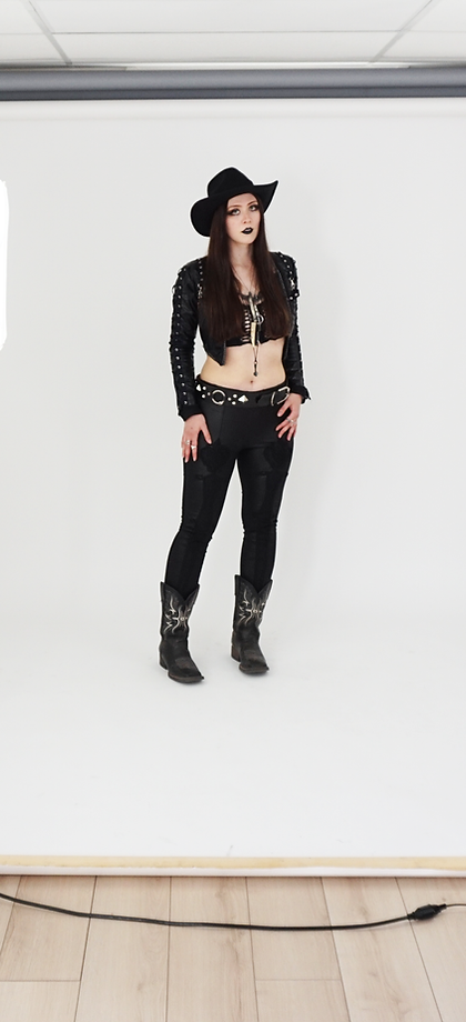 Studio rental setup with fashion subject